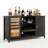 70" Wine Bar Cabinet with Fluted Texture, Modern Coffee Cabinet with Wine Rack&Glass Holder, White Kitchen Buffet Sideboard, Freestanding Liquor Cabinet for Dining Room Living Room-188930692
