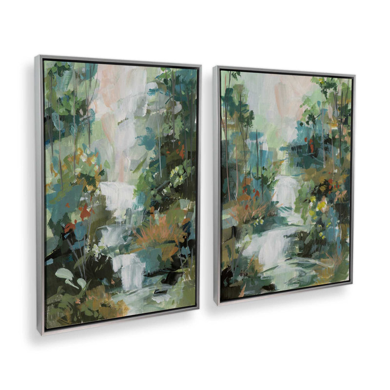Serene Waves, ensemble de 2 impressions, 24 po x 18 po, Toile avec cadre, Chrome poli