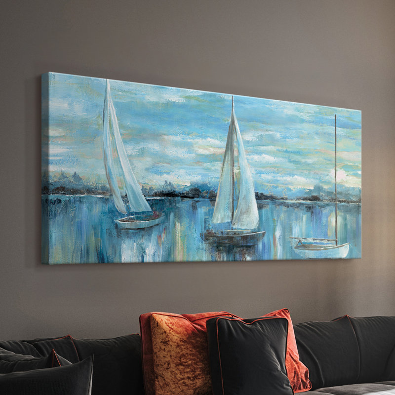 Soirée sur la baie - Toile tendue avec châssis - Prêt à accrocher, H 16 po x l 32 po