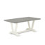 Ensemble de 7 pièces comprenant une table de salle à manger moderne en ciment et 6 chaises de salle à manger en lin bleu bébé avec dossier élégant - Lin brossé blanc-643347737