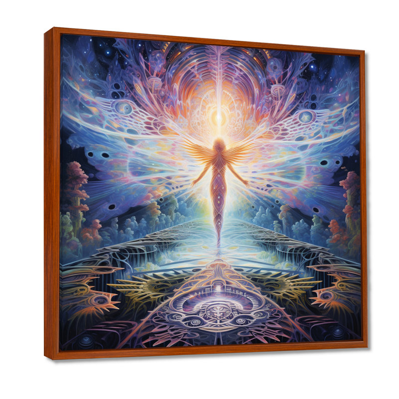Art mural ange majestueux - ailes d'ange, H 16 po x l 16 po, Cadre flottant brun
