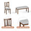 Dining Table Set for 6, 6-Piece  Kitchen Table & Chair Set, Includes 1 Table, 4 Upholstered Chairs & 1 Bench, Slatted Backrest-605921836