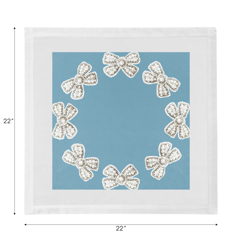 Serviettes de table en satin de coton Pearl Bow, Bluebell