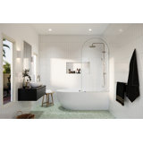 Venus 34 in. x 66.75 in. Frameless Arched Single Fixed Bath Panel