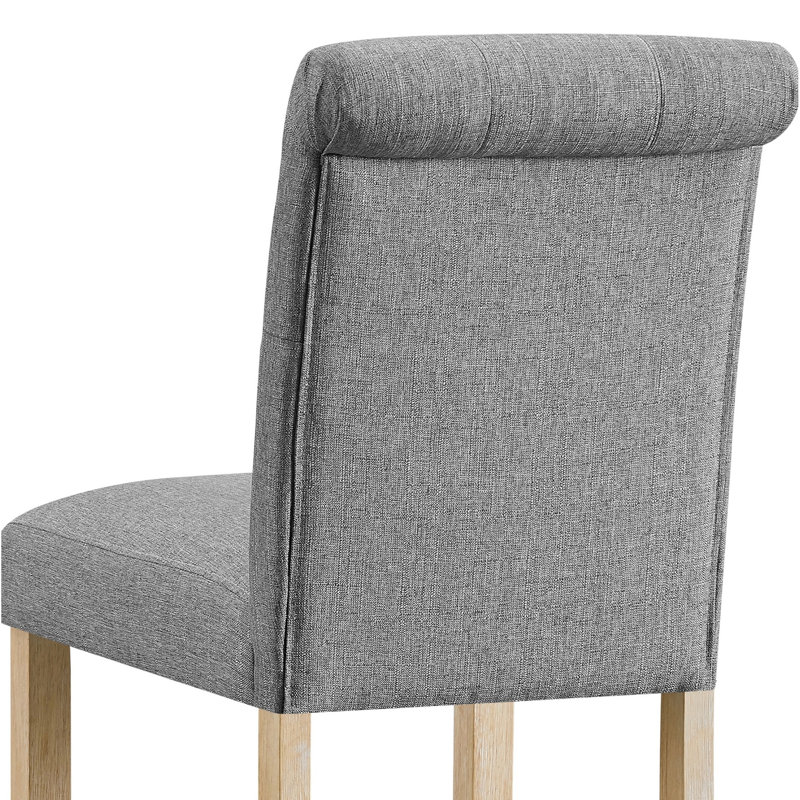 2 tabourets à hauteur de comptoir, dossier à boutons gris, fabrication en bois massif, siège pour les repas à 2 places et cuisine rembourrée robuste