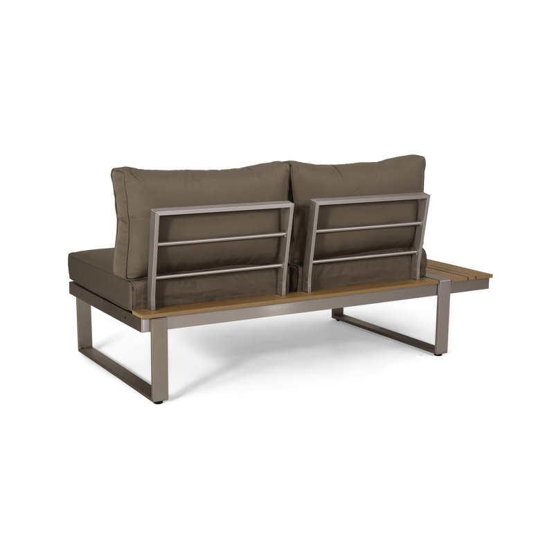  Canapé d'extérieur moderne avec table, coussins confortables, cadre élégant en acier inoxydable pour le patio et le jardin, table