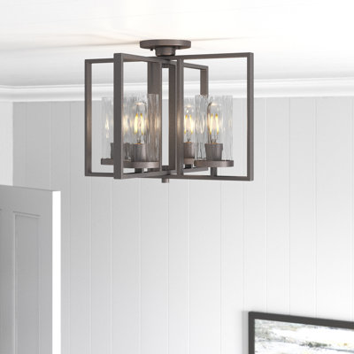 Plafonnier semi-encastré géométrique 17" unique 4 lumières Kuhle