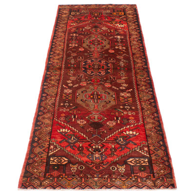 One of kind Hand-Knotted Anadol Red Rug 3'5" x 9'7"