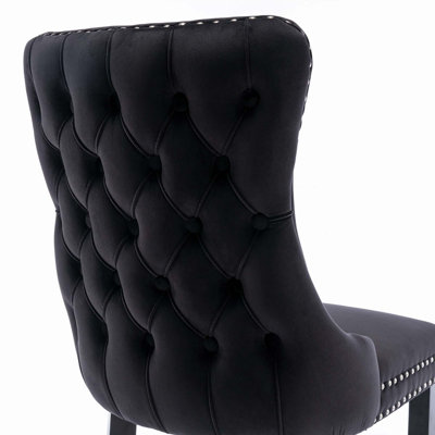 Friedhard Upholstered Wing-Back Dining Chair with Backstitching Nailhead Trim and Solid Wood Legs,Set of 2