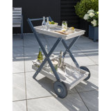 Marceline Freeport Park Bar Cart with Solid Wood Outer Material
