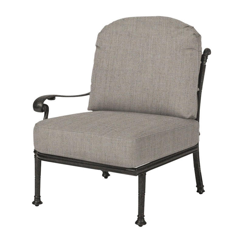 Florence Cushion Right Arm Lounge Chair, Cast Ash Sunbrella® Plainweave, Desert Bronze