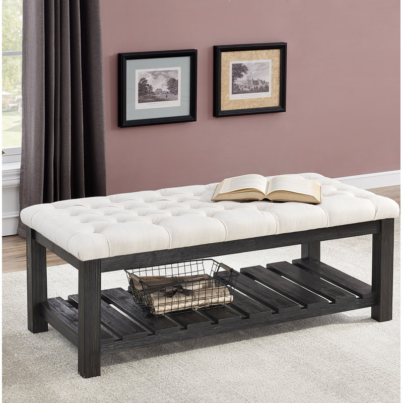 Banc de rangement Kirt, Noir, Blanc