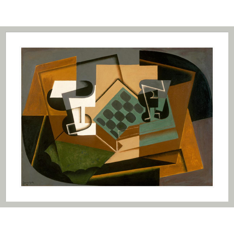 «Chessboard Glass and vaisselle» par Juan Gris - impression giclée encadrée, H 32,08 po x l 41,5 po