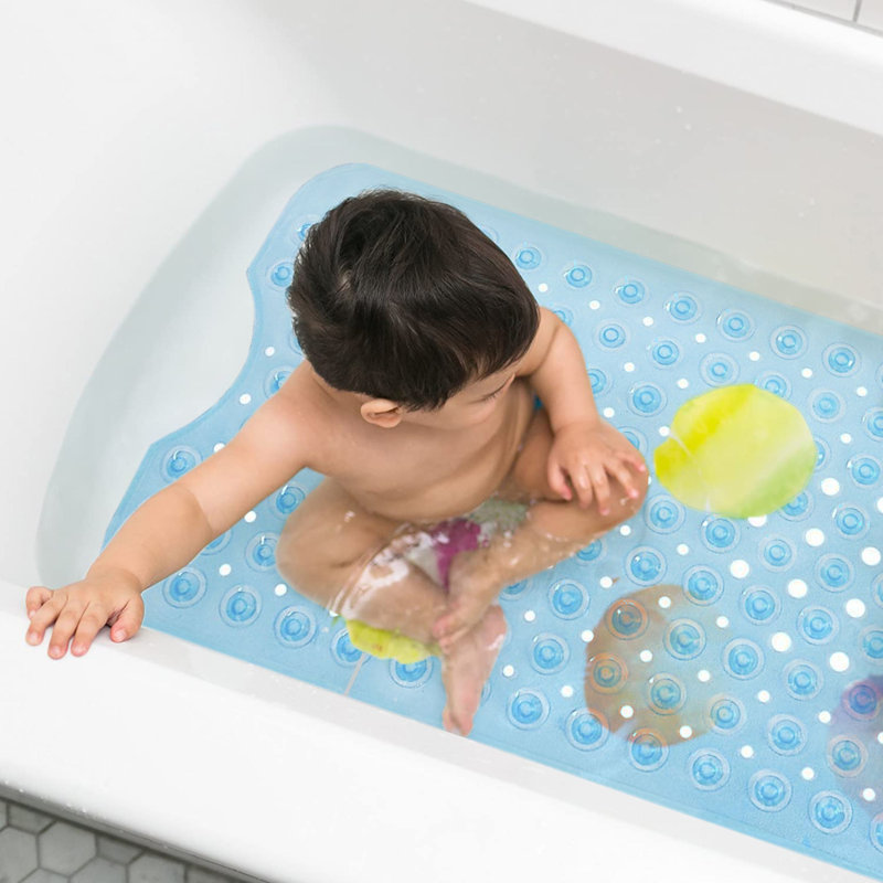 Keesha Plastic / Acrylic Non-Slip Bath Mat, 38cm Width X 70cm Length, Light Blue