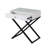 Koraldo 23"W White Wooden End Side Table Nightstand With Glass Top, Drawer And Metal Cross Base-1453532339