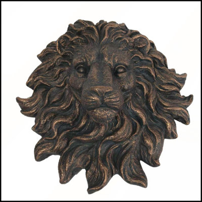 19" Resin Vintage Lion Bust Wall Mount Water Feature Antique Lion Head Wall Fountain Spout Weatherproof Decor