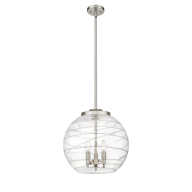 Luminaire suspendu sphérique 1 lumière Cindi, H 17,13 po x l 15,75 po x P 15,75 po, Nickel satiné brossé