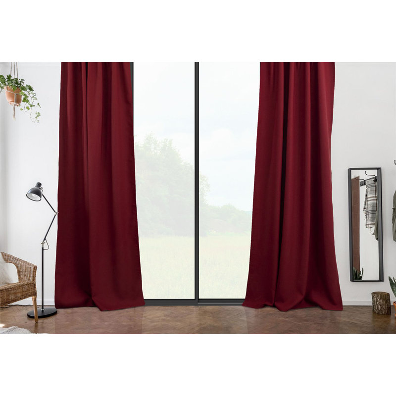 Room Darkening Single Curtain Panel, 260cm W x 265cm H, Wine Red