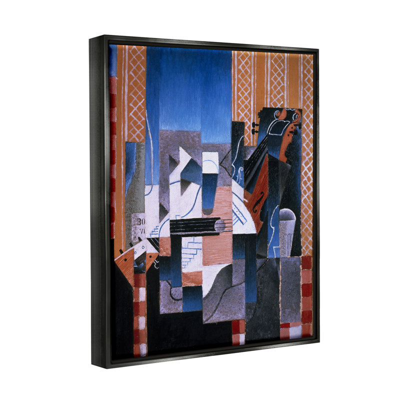 «Violon et Guitare» par Juan Gris, peinture abstraite classique sur toile, H 21 po x l 17 po x P 1,7 po