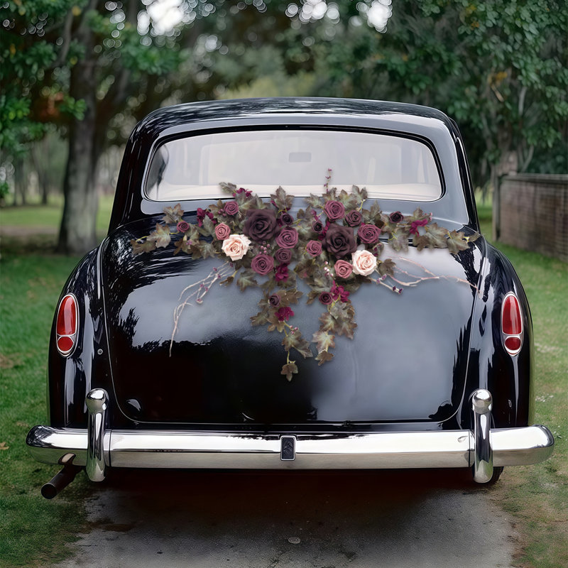 Guirlande florale prune foncée (2 pièces), 75 cm (29,5 pouces), pour arche de mariage ou décoration murale.