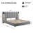 California King Size Upholstered Bed Frame,With Wall Sconce and USB Port, Wide Headboard, Velvet, Gray