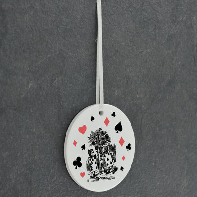 Painting Roses Alice In Wonderland Circle Shaped Ceramic Ornament Bauble