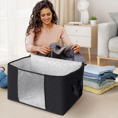 Rangement de vêtements, sacs de rangement pour couvertures pliables, contenants de rangement pour l'organisation de la chambre à coucher, placard, vêtements, édredon, rangement et rangement avec couvercles et poignées