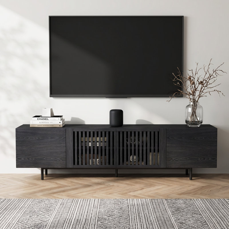 Kleitos Solid and Manufactured Wood TV Stand, 70.87", Black