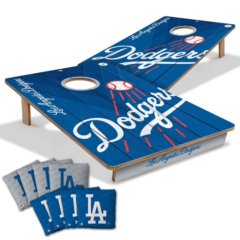 YouTheFan MLB Professional Wood 2’ x 3’ Cornhole Game w/ Logo Bags, Los Angeles Dodgers