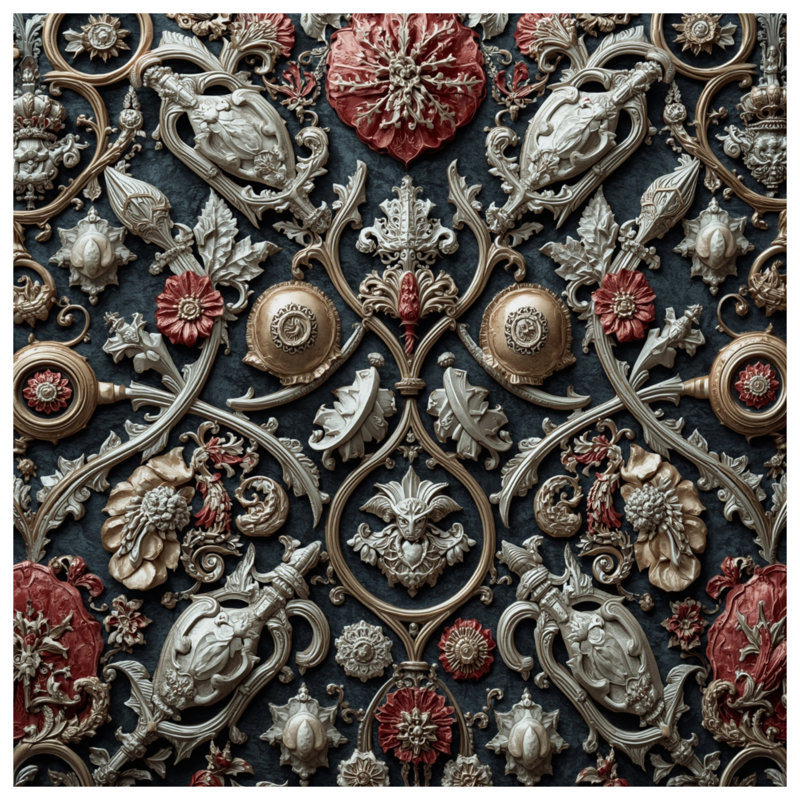 Rideaux de douche Ornate Baroque Embellishments, 70in W x 84in H