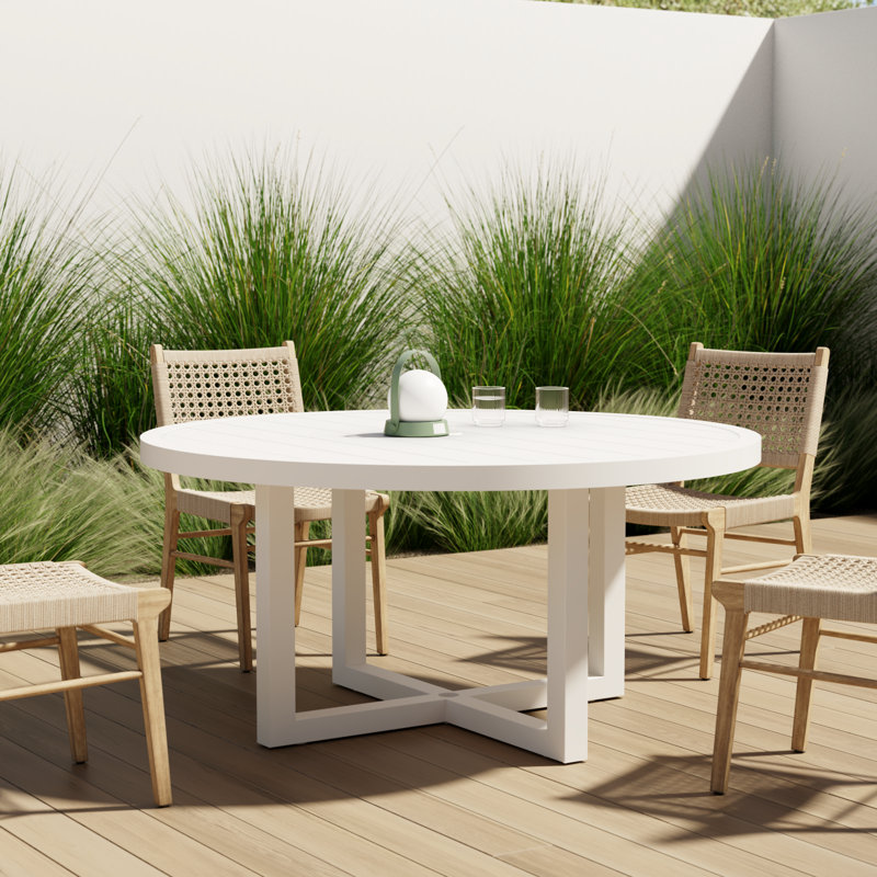 Camela Round Powder Coated Aluminum Outdoor Dining Table, 29'' H x 60" W x 50'' L