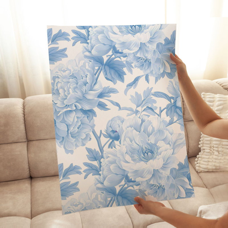 Motif floral de fleurs bleues à motif de chalet, H 14 po x l 11 po