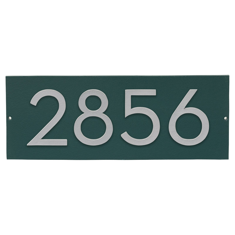 Plaque d'adresse horizontale flottante 4 po (4 chiffres), Vert forêt, Argent, Oui