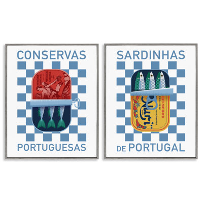 Ensemble de 2 estampes portugaises sardines portugaises encadrées par Victoria Barnes