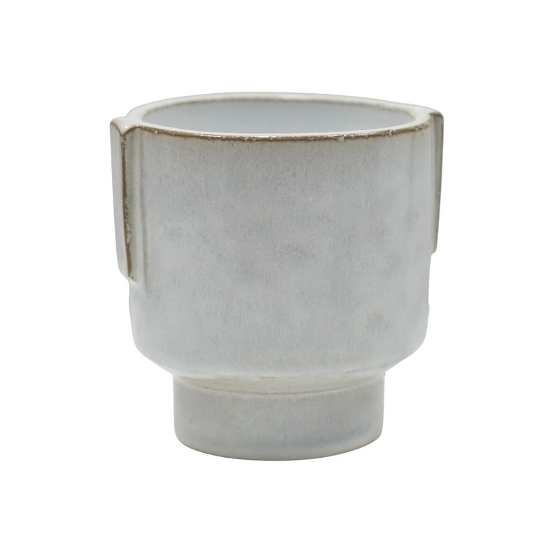 Aries Glazed Handle Planter, White