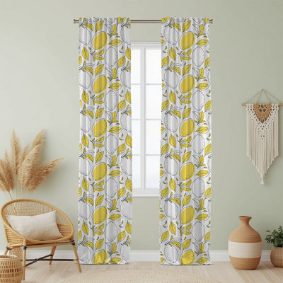 Semi Sheer Fruit Print Curtain Single Panel