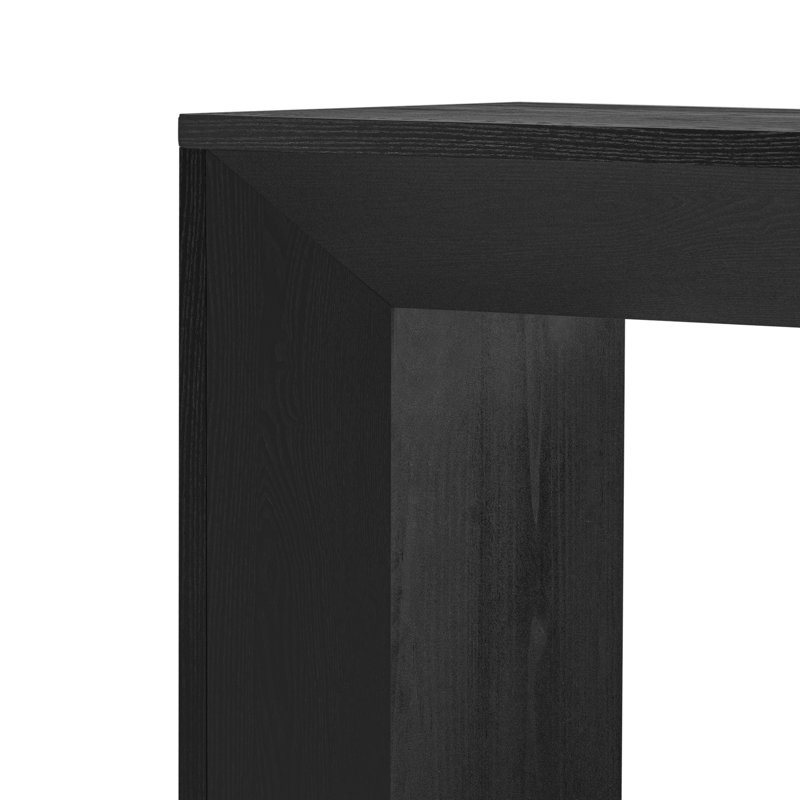 Console en placage de bois fin pour le couloir, le salon, le vestibule et la surface pratique avec foyer encastré, Noir