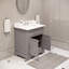 Meuble-lavabo de comptoir en marbre blanc Carrara de 30 po avec miroir Derby-29273776