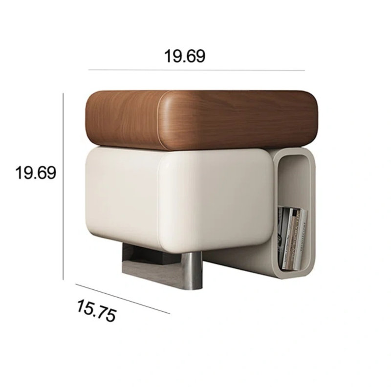 Modern Wood Nightstand Set of 2 With Drawer Cabinet and Shelf