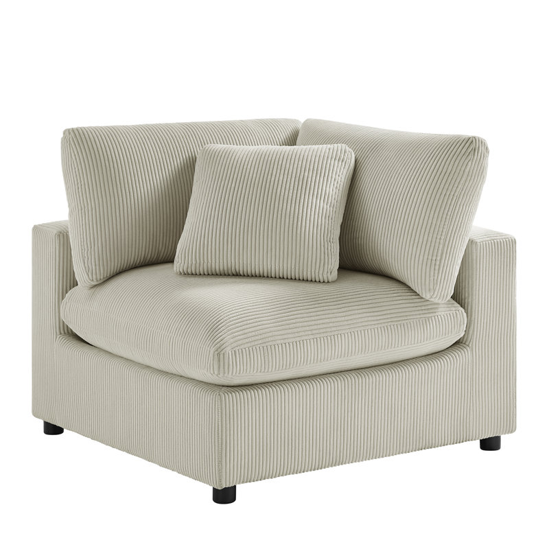 Chaise de coin Jazzmyne, Velours côtelé beige