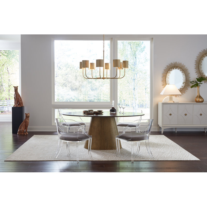 Clear Acrylic Armchair with Brown Fabric Seat