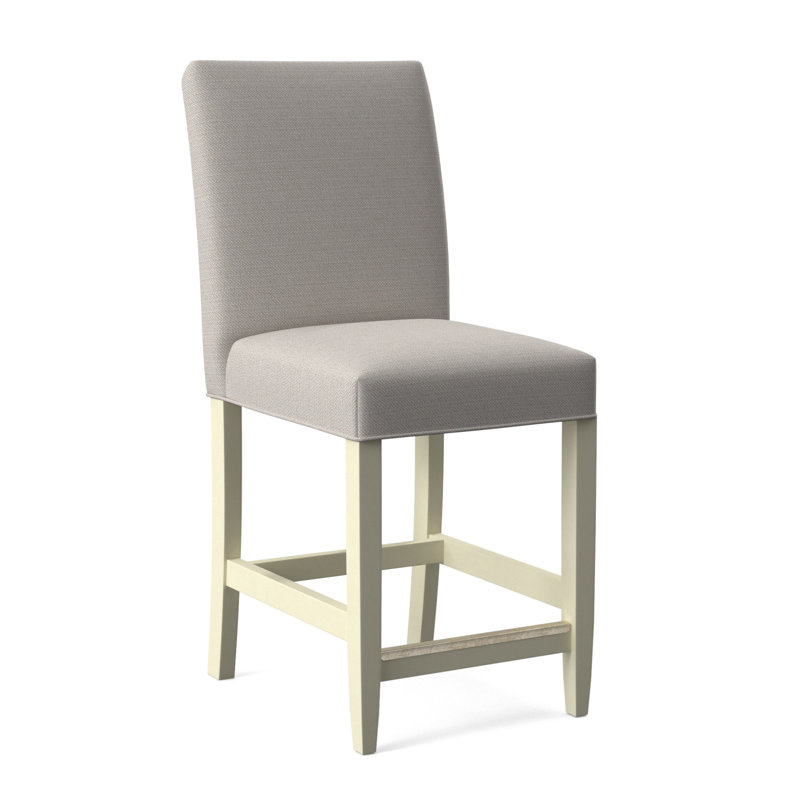 Manhattan Upholstered Stool with Solid Wood Frame, Black Finish, White Textured Performance; 0865-91