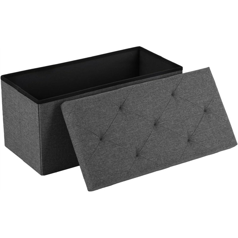 30" Folding Storage Ottoman Bench, Grey