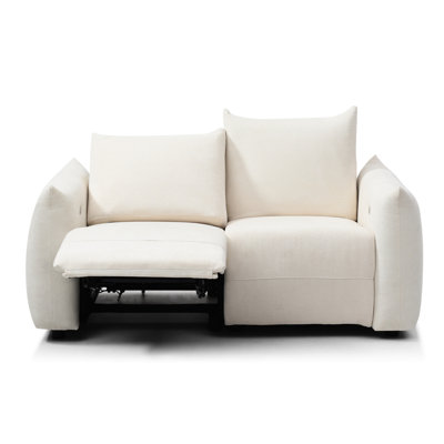 Living Room Power Recliner , Led, Port, Cup Holder, Linen Leather, 5 Storage Facet Led , With Console