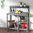 Potting Bench Outdoor Potting Table With Sink, Hdpe Potting Benches For Outside Gardening Table All Weather Use- Grey-1029361311