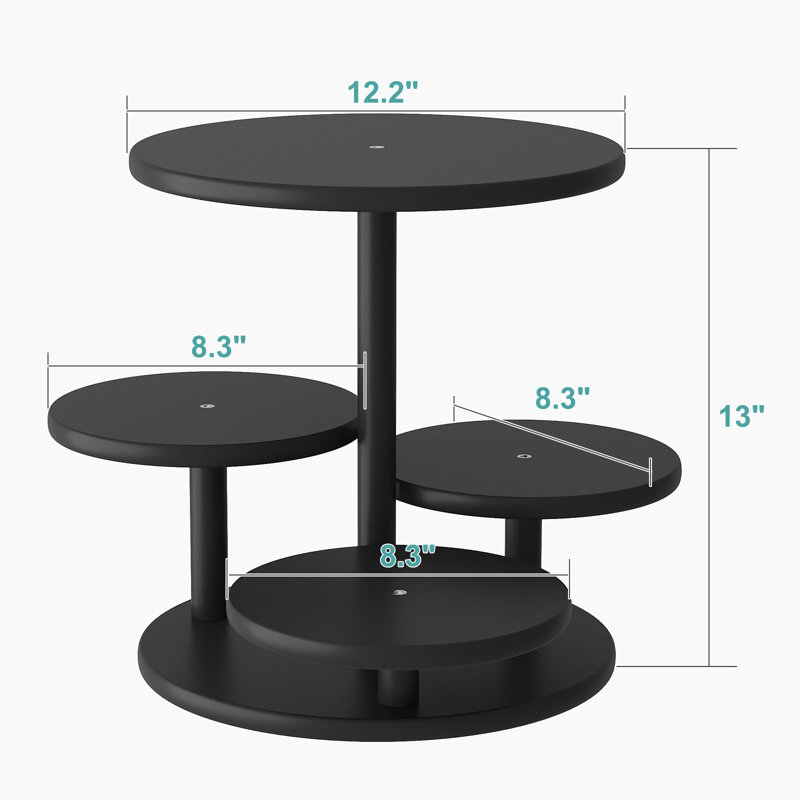 Support à petits gâteaux en bambou, plateaux de service ronds à niveaux pour 50 petits gâteaux, 4 niveaux, (noir), Noir