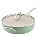 KitchenAid Hard-Anodized Ceramic Induction Saute Pan with Lid and Helper Handle, 5-Quart, Cardamom