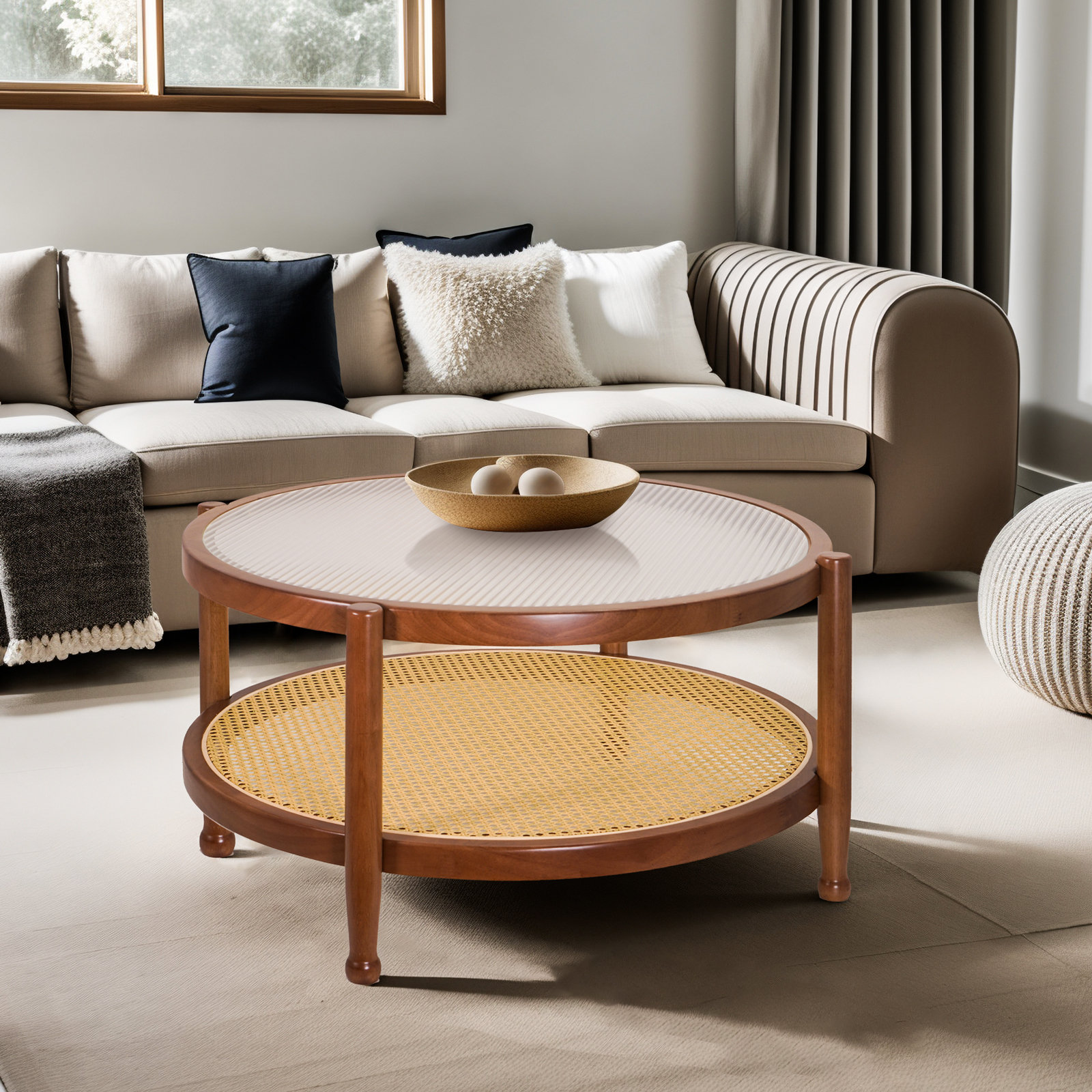 Bay Isle Home™ Provins Solid Wood Coffee Table, Glass Top Coffee Table