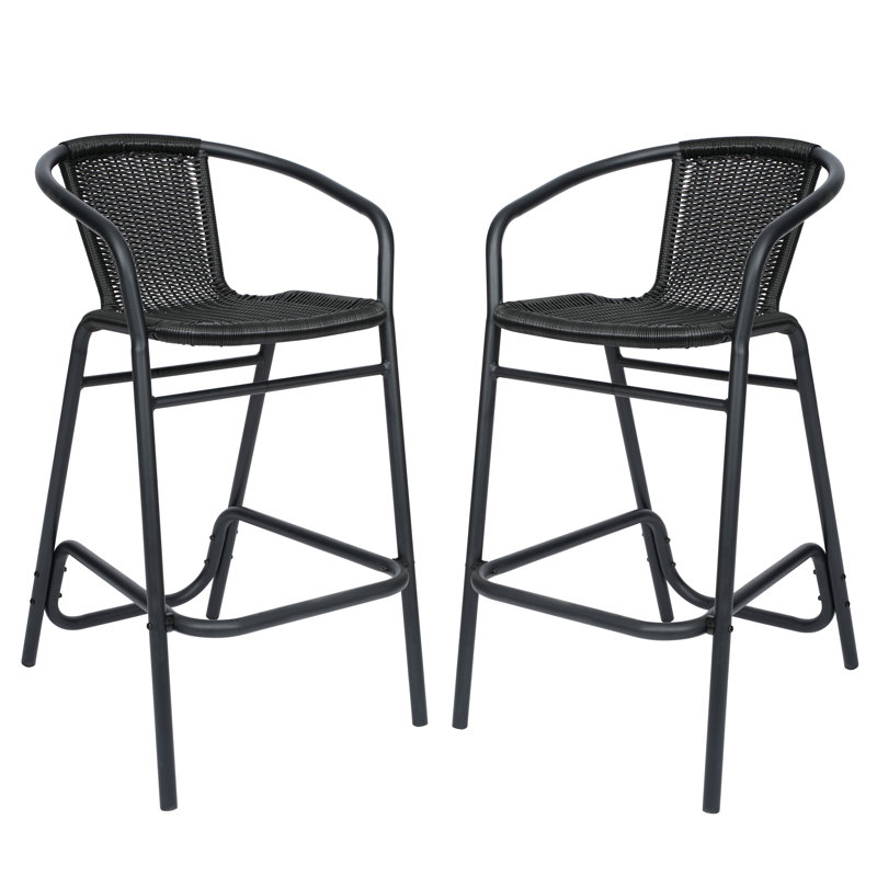 Tabouret de bar en rotin Nannie, Noir