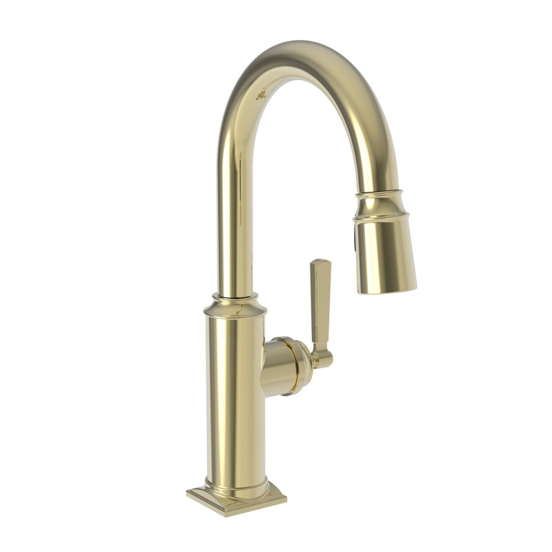 Adams Single Handle Pull Down Bar Faucet, French Gold (PVD)